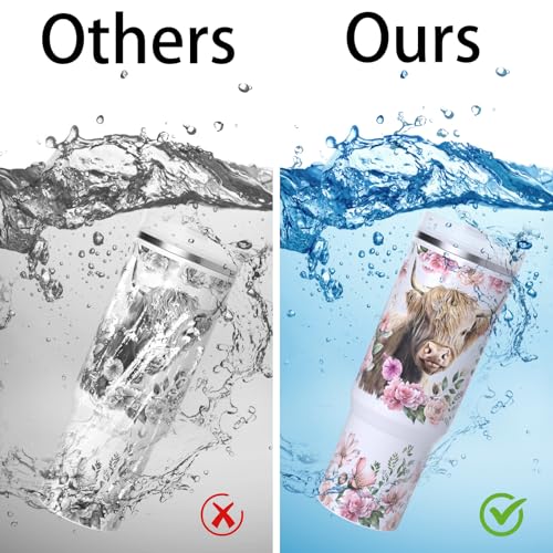 6 PCS Cow Flower UV DTF Stickers, UV DTF Cup Wrap for 40oz | Vibrant washable UV DTF cup wrap transfers with strong adhesion for glass cups, mugs and smooth hard surfaces - style: Cow Flower