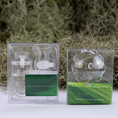 Shrimp Feeding Tube and Feeding Dish, Fit for Shrimp Fish, Mini Size, High Transparent Acrylic Material