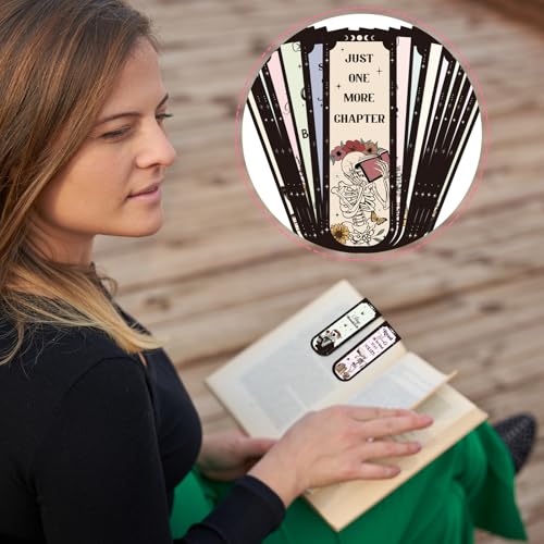 Skeleton Reading Bookmark Magnetic Gift - Wxiben 30 Pcs Gothic Skull Bookmarks Magnetic Floral Skeleton Book Marks Page Magnets Marker Clip for Women Men Students Teacher Book Lovers Bookish - style: Skeleton Reading