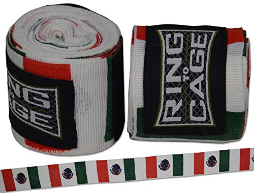 Ring to Cage Handwraps Mexican Style Stretchable- Patterned 180" Long - 23 Color Patterns - color: Mexico Flag