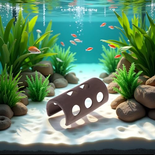 Brown Fish Tank Cave Aquarium Shelter Ceramic Shrimp Decoration Hide Ornament Breeding Aquarium Décor Thematic Ornaments