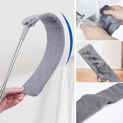 4 Pcs Dusters for Cleaning, 2 in 1 Microfiber Dusters and Retractable Gap Dust Cleaner with 1 Microfiber Dusting Cloths Long Handle 30-100 Inches Extension Pole for Ceiling Fan Cleaning Supplies - size: 4 PCS Dusters