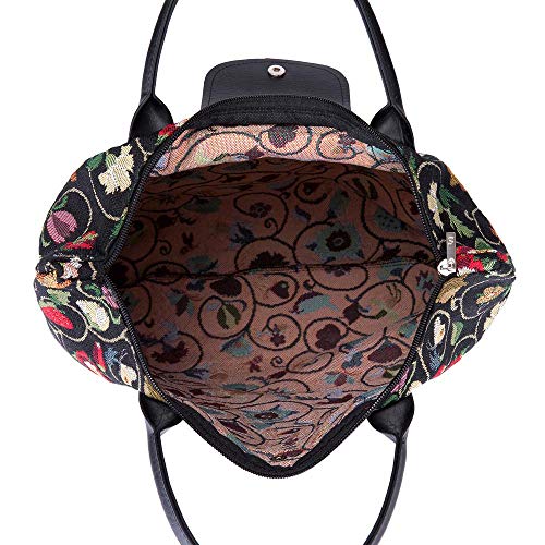 Signare Tapestry Foldable Tote Bag Reusable Shopping Bag Grocery Bag - color: Jacobean Dream