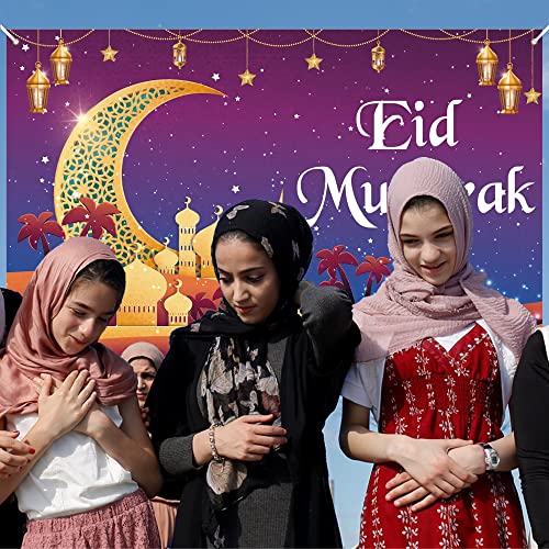 Eid Mubarak Photography Backdrop, Eid Mubarak Party Decorations, Ramadan Mubarak Backdrop Background for Islam Ramadan Party Supplies Banner Photo Booth Prop(6x3.6ft)