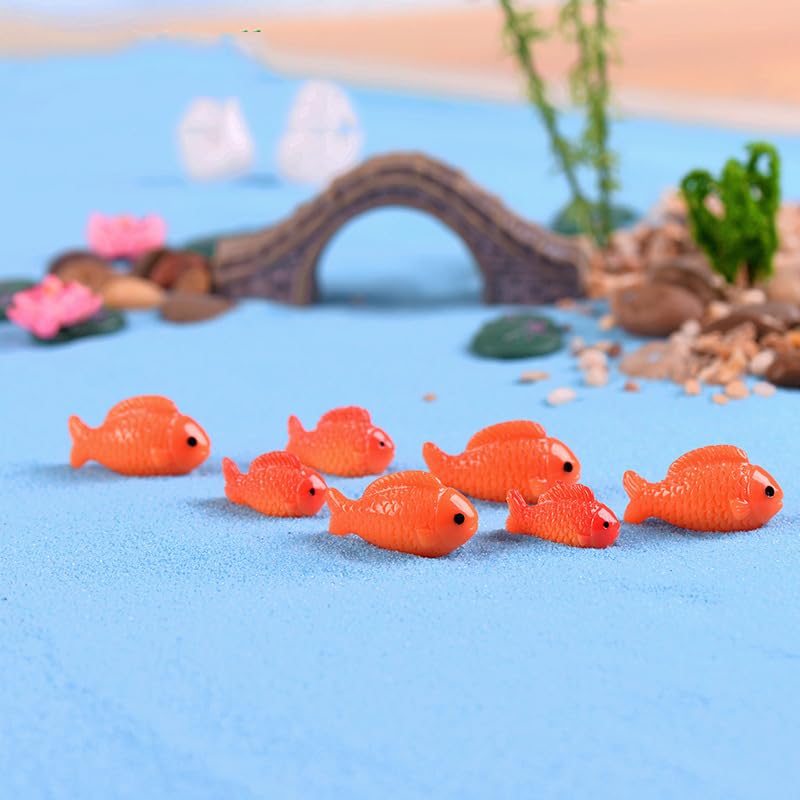 20 Pcs Miniature Fish Crafts, Red Small Resin Mini Realistic Little Figurines Artificial Aquarium Tiny Cute Goldfish Bowl Decor Ornament Accessories DIY Garden Favor Gift Supplies