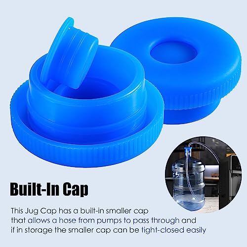 5 Gallon Water Jug Cap Reusable, Non-Spilling 55mm Water Bottle Dispenser Caps, Silicone 5 Gal Jug Replacement Caps Lids Anti Splash (Ocean Blue, 3 Pack) - color: Ocean Blue, size: 3 Pack