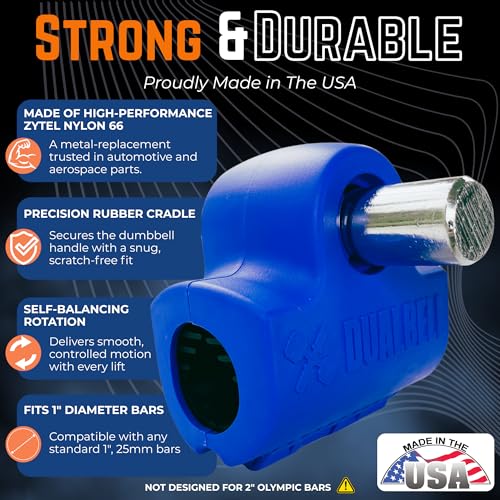 Dumbbell Converter- for 1" bars Superset Dumbbell to Barbell Adapters- hold up to 500lbs- Converts dumbbells for use on 1" diameter barbell - color: Blue (for standard 1" bar)