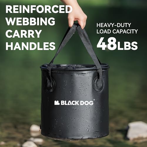 BLACKDOG Collapsible Bucket 5 Gallon with Transparent Viewing Lid, Portable Bucket Foldable Water Container with Handle for Camping Hiking Fishing Beach Car Washing