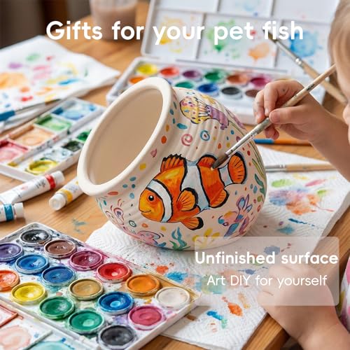 Fish Tank Ceramic Clay Pot for Hiding, Betta Fish Goldfish Hideout Aquarium Decorations, White