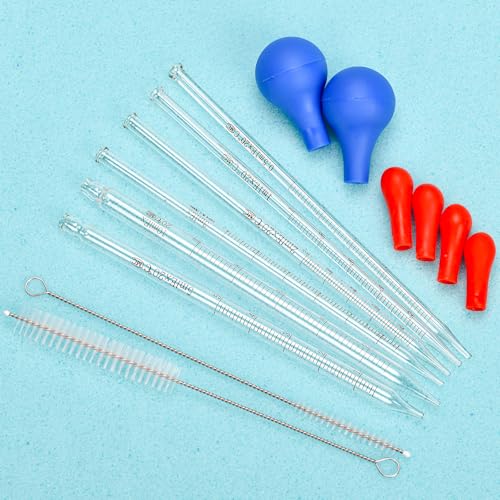 6 Pieces Glass Pipettes 10ml 5ml 3ml 2ml 1ml 0.5ml Glass Graduated Dropper Pipette for School, Students, Transfer for Liquid Essential Oil - style: 6 Pieces