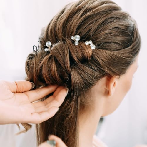 9PCS Gold Wedding Bridal Pearl Hair Pins Clips Vintage Hair Headpiece Jewelry for Bridesmaids Brides Flower Girls Hair Accessories(Pearl Style)