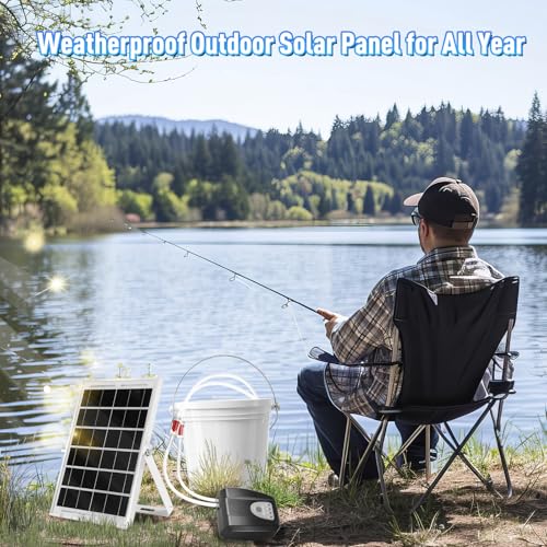 Solar Powered Aquarium Air Pump, Quiet Powerful Fish Tank Air Pump - color: Black