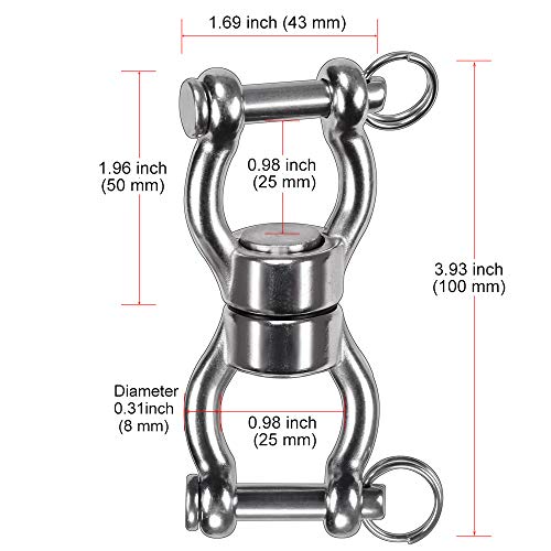 SELEWARE Heavy Duty Bearing Swing Swivel, 360° Rotation Hanging Accessory | Quiet Smooth Rotation, Supports Up to 1200LB, 1 Pack, Removable Buckle for Swings, Hammocks, Tire Swings and Heavy Bags - color: Swivel - Style B