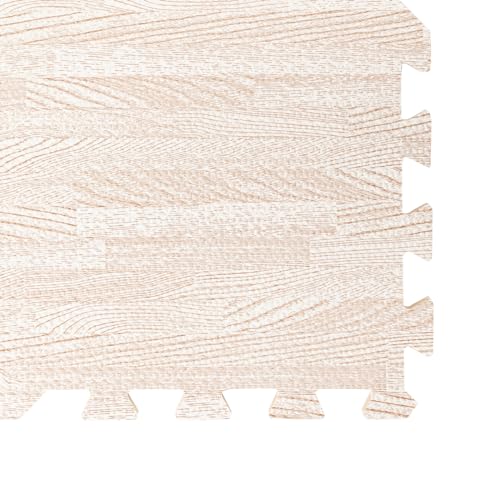 25 Pcs Wood Grain Floor,Thick Printed Foam Tiles, Patchwork Foam Mat, Foam Interlocking Tiles Mat, Exercise Puzzle Floor Mat Interlocking Tiles EVA &PE Foam 24''L x24''W (White, 24'' x24'') - color: White