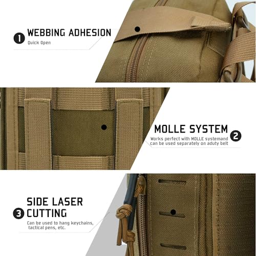 Ifak Pouch Rip Away Molle, Tactical Medical Pouch, Empty First Aid Kit Bag for Duty Belt (2 Pack-TAN) - color: 2 Pack-tan