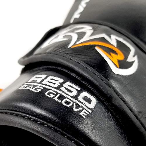 RIVAL Boxing RB50 Intelli-Shock Compact Bag Gloves, Hook and Loop Closure - Soft Inner Lining, Multi-Layered Foam Padding - color: Black, size: Medium