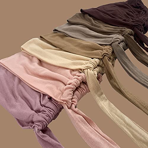 Women Under Scarf Hat Hijab Undercap Islamic Muslim Under Scarf Hijab Cap with Tie-Back Closure - color: Black2+beige2