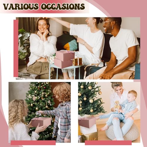 WLUSEAXI 12-Pack Gift Boxes with Lids, Pink with Bow Ribbon, Bridesmaid Proposal Box for Wedding, Christmas, Halloween, Baby Shower - color: Pink