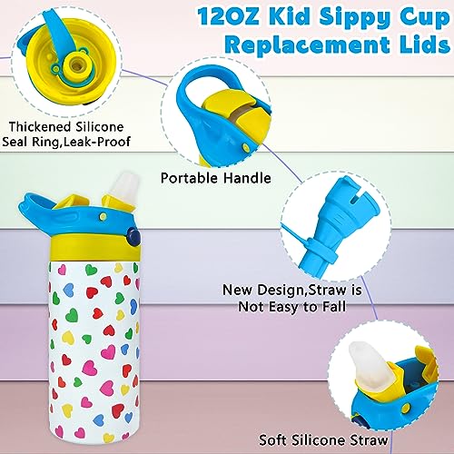 12oz Replacement Lid with 2 Straw for Kid Tumbler,Leak-Proof and Spill-Proof Straw Lids for ZONEGRACE Mocaru,BPA Free,Inner Diameter2.4IN (Blue, 1 Pack) - color: Blue