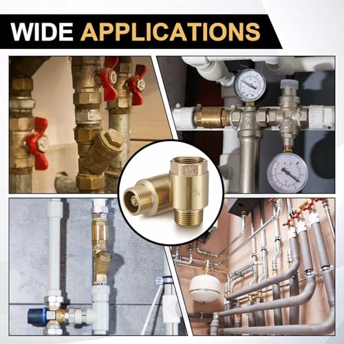 Zonon 2 Pcs 3/4 Inch Check Valve One Way Brass Non Return in Line Check Valve with Backflow Prevention NPT Male in FNPT out for Garden Hose Well Pumps Irrigation Systems Chemical Industry - size: 3/4 Inch