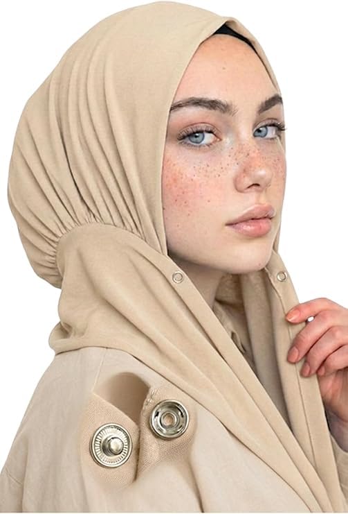 Instant Hijab Scarf for Women – Soft, No-Iron, No-Pins, Ready-to-Wear Hijab – Stretchy & Lightweight Polyester Fabric - color: C19 Beige
