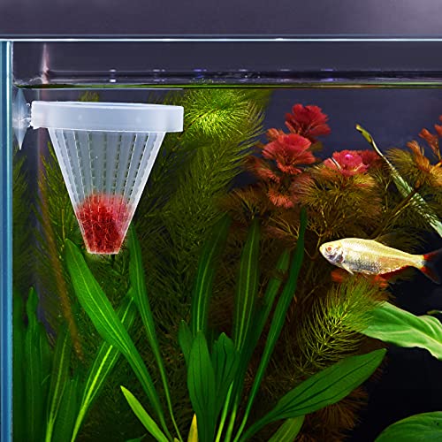 WEAVERBIRD 4PCS Aquarium Nematode Feeder, Live Blood Worm Plastic Cone Cup Shape Basket Feeder for Feeding Fish with Suckers