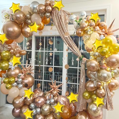 Gold Star Balloons,50 Pieces 5" Star Balloons,Small Gold Foil Star Balloon - color: Gold Star 5 Inch