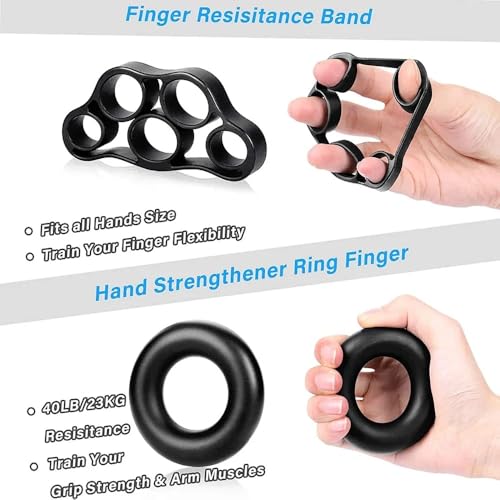 Adjustable Hand Grip Strength Strengthener Trainer Full Set with Counter Wrist Forearm and Hand Exerciser for Muscle