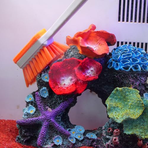 MiOYOOW Aquarium Cleaning Brush, Double Sided Aquarium Algae Scraper with 2PCS Felt Cloth Wipe Long Handle Fish Tank Glass Cleaner for Aquariums Home