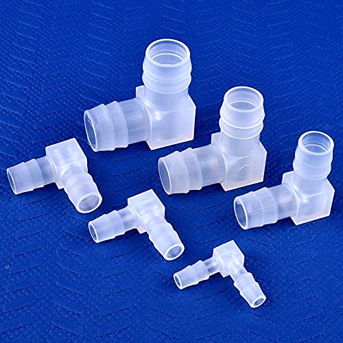 Plastic 3/16” Hose ID 90 Degree Elbow Barb Fitting, 6 Pcs Equal Barbed Joint Splicer Mender Adapter Union Adapter for Boat Aquarium - size: 3/16 Inch