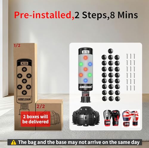 Smart Music Punching Bag 69",4 Training Modes,Can Connect to Bluetooth Smart Music Boxing Bag with 2 Pairs of Boxing Gloves for Home,Office and Gym Workout.