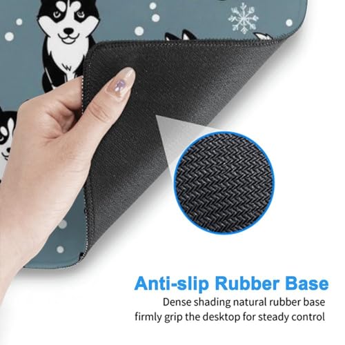 Office Home Gaming Mouse Pad Husky Puppies Snowflakes Dogs Snowflake, Large Size Waterproof Desktop Keyboard Cushion Mat - color: Pattern (157), size: 29.5L x 15.8W inches