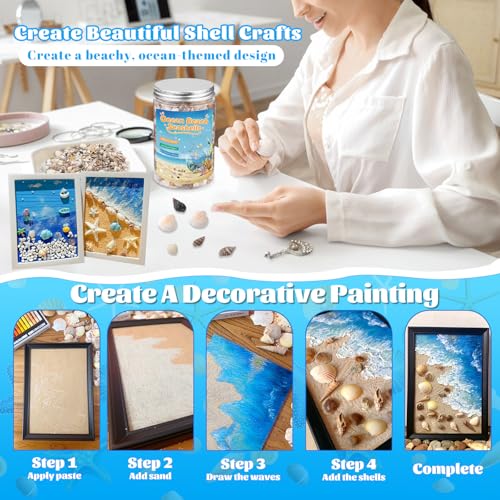 1200 Pcs Tiny Sea Shells, Seashells for Crafts with Small Shells Starfish | Mixed Ocean Beach Spiral Seashells for Beach Party, Fish Tank and Vase Filler, Wedding Decor, DIY Jewelry Candle Making