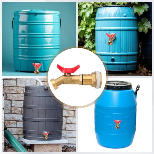 JaGely 3 Sets Brass Rain Barrel Spigot Kit with Heavy Duty Bulkhead Fitting Quarter Turn Ball Valve Rain Barrel Faucet for Aquariums, Water Tanks, Tubs, Pools(Red) - color: Red