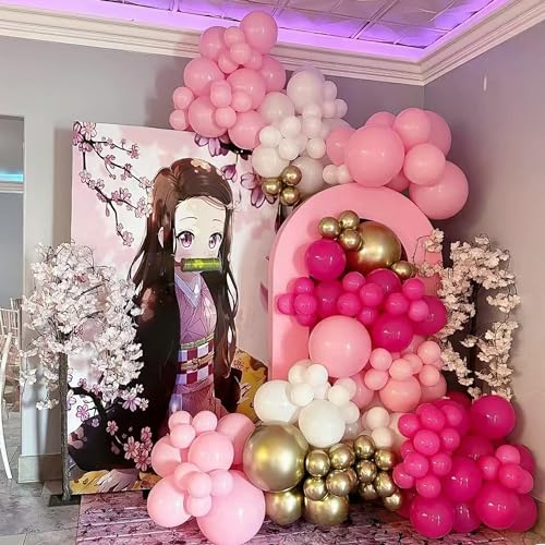 141 Pack Gold Rose Pink White Balloons Garland Arch Kit for Bridal Shower Girl Birthday Wedding Baby Shower Anniversary Party Supply - color: Gold Rose Pink White