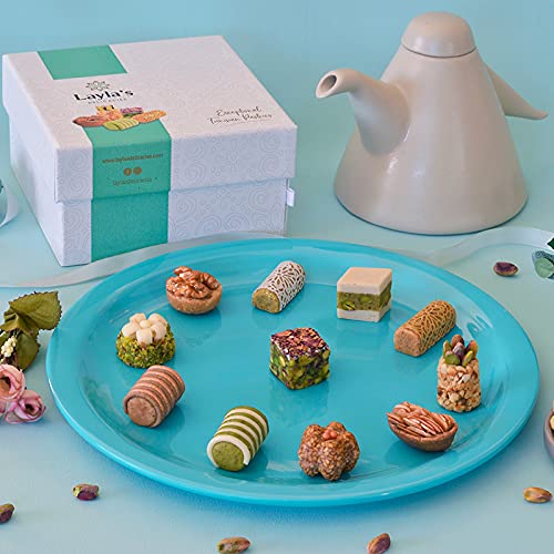 Layla’s Delicacies Mediterranean Special Occasion Gift Box - Handmade Healthy Mixed Nutty Flavors Pastries - Halal, Vegetarian, Gluten Free - 23 Bite-Size Treats - color: Special Occasion Gift Box, size: 23 Count (Pack of 1)