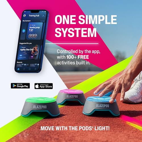 BlazePod Reaction Training Kit Smart Pods for Speed, Agility & Cognitive Drills - Pro-Level Training for Athletes, Trainers, Therapists & Coaches - App Access Included (4 Pods) - color: 3 Pods | Home Kit