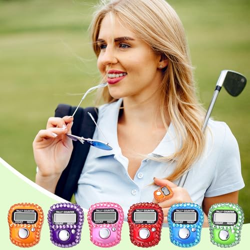 Simgoing Electronic Finger Clicker Counter, Rhinestones Tally Tasbeeh Counter Gifts for Prayer Islamic Golf Counting Goods Lap Knitting Bling Accessories - color: Bright Colors