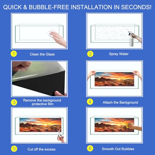 Reptile Background Film, Static Cling, Glue-Free, Desert, 19.6"H×59"W | No Glue Static Cling • Spray Water to Apply • Realistic Desert Scene • Natural Terrarium Look • Reusable • Easy Trim - size: 19.6 X 59 Inches