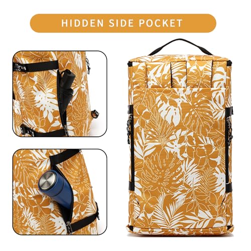 gym duffel bag backpack wrestling bag with shoe compartment 4 kinds of back method waterproof sports walking laptop - color: A-floral Yellow
