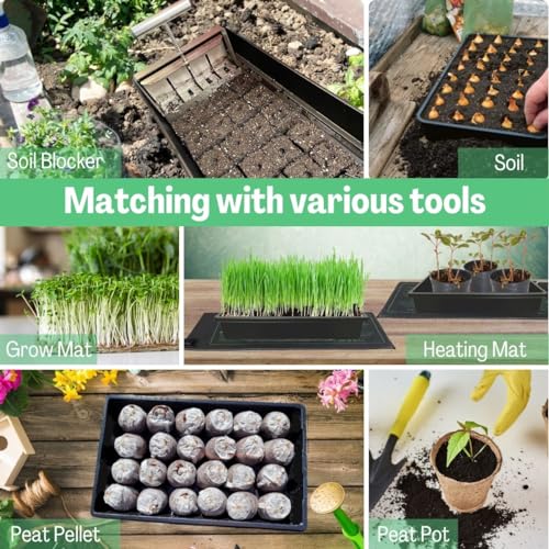 Standard 1020 Tray Sturdy Plant Growing Trays Plastic Seed Starter Tray for Microgreens Heavy Duty Seedling Trays No Drainage Holes 10 Pack - size: 1020 tray 10 pack