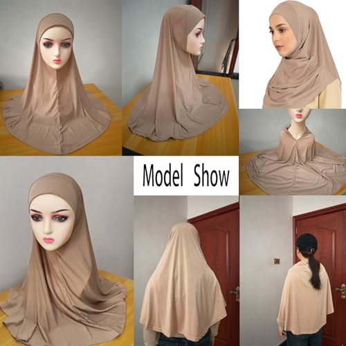 Ready To Wear Hijab For Women Instant Turban Stretch Soft Muslim Scarf For Prayer Long Hijabs Islamic Jersey Abaya - color: Purple