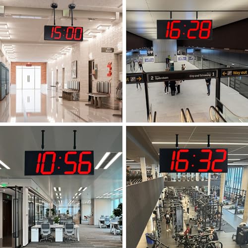 CHKOSDA Digital Wall Clock with Double Sided Display, Large LED Clock with Timer,Alarm,Temperature and Date,Two Faced Hanging Digital Clock Large Display for Multiple Public Places(Red) - color: Red
