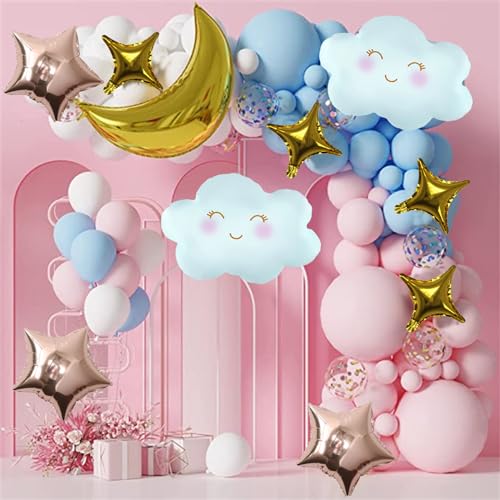 Birthday Balloons Set Moon Cloud Star Foil Balloons for Gender Reveal Birthday Wedding Party Decorations Supplies