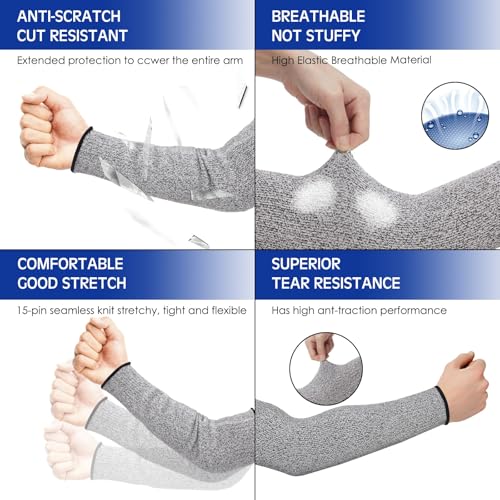 Geyoga Arm Sleeves Guards Cut Resistant HPPE,X-Large,Hppe,Black, Gray - color: Gray, size: Large, style: Hppe