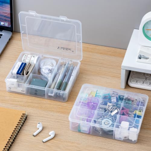 Vidifor 9 Grids Plastic Storage Compartment Organizer Container with Adjustable Dividers for Crafts, Earrings, Screws, Nail, Bandages, Pins and More (1)