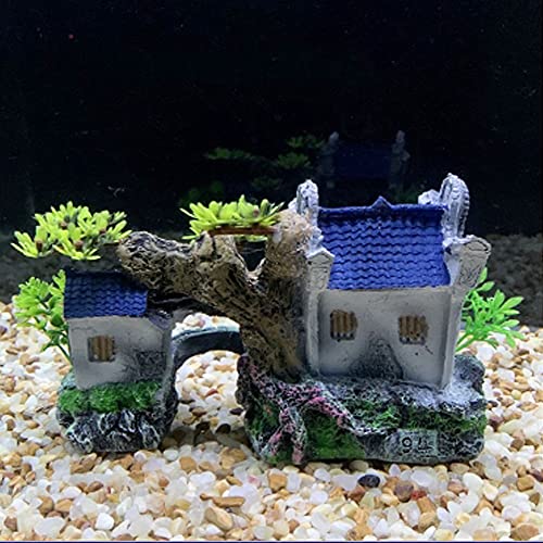 IBWell Classical Lifelike Chinese Landscape Resin Aquarium Castle Decorations Fish Tank Ornaments (River)