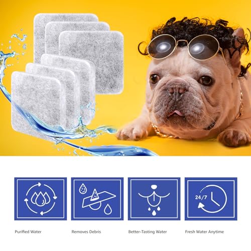 Dog Water Filter Replacement Compatible with Petmate Bowl Filters | Pet Water Dispenser Filter Compatible with Petmate Replendish Mason Automatic Gravity Waterer Bowls for Cats and Dogs, 6 Pack