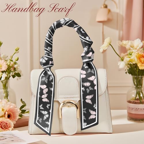 Head Hair Scarf Neck Silk Feeling Scarves Long Thin Satin Fashion Handbag Cute Decoration Women Girls 59 * 6.7'' - color: O-21-pink Butterfly