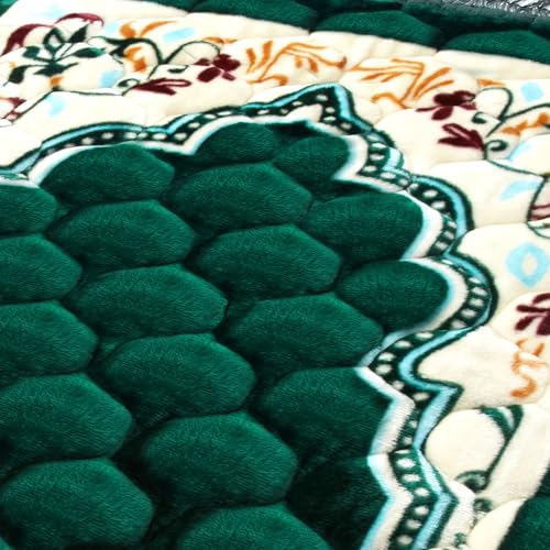 Muslim Prayer Rug with Tasbih Prayer Beads, Soft Large Prayer Matt Islam, Padded Islamic Prayer Mat Thick for Men and Women, Janamaz, Sajadah (31.5" x 47.2", Green) - color: Green